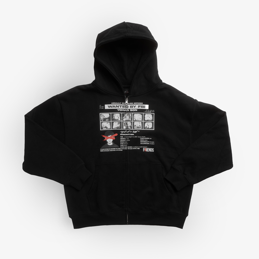 Wanted Zip-Up Hoodie (Black)