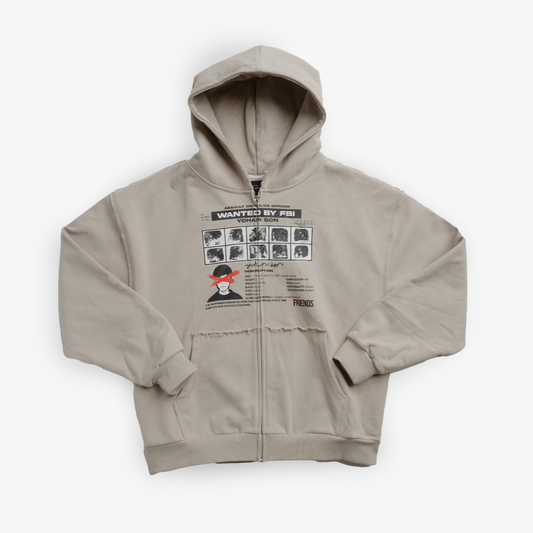 Wanted Zip-Up Hoodie (Beige)